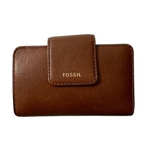 Button Flap Brown Fossil Wallet